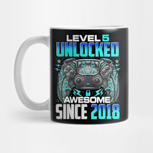 Level 5 Unlocked Awesome Since 2018 5Th Birthday Gaming Mug